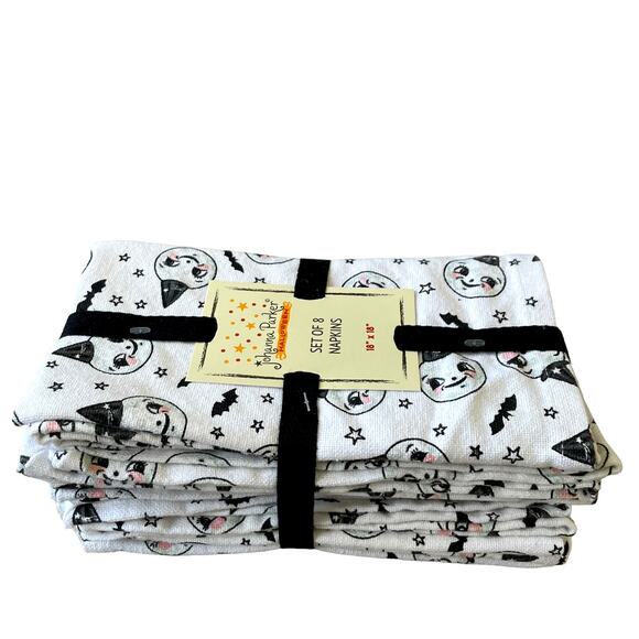 Johanna Parker Smiling Moon Halloween Cotton Napkins 18x18 Set of 8 New - Picture 9 of 10